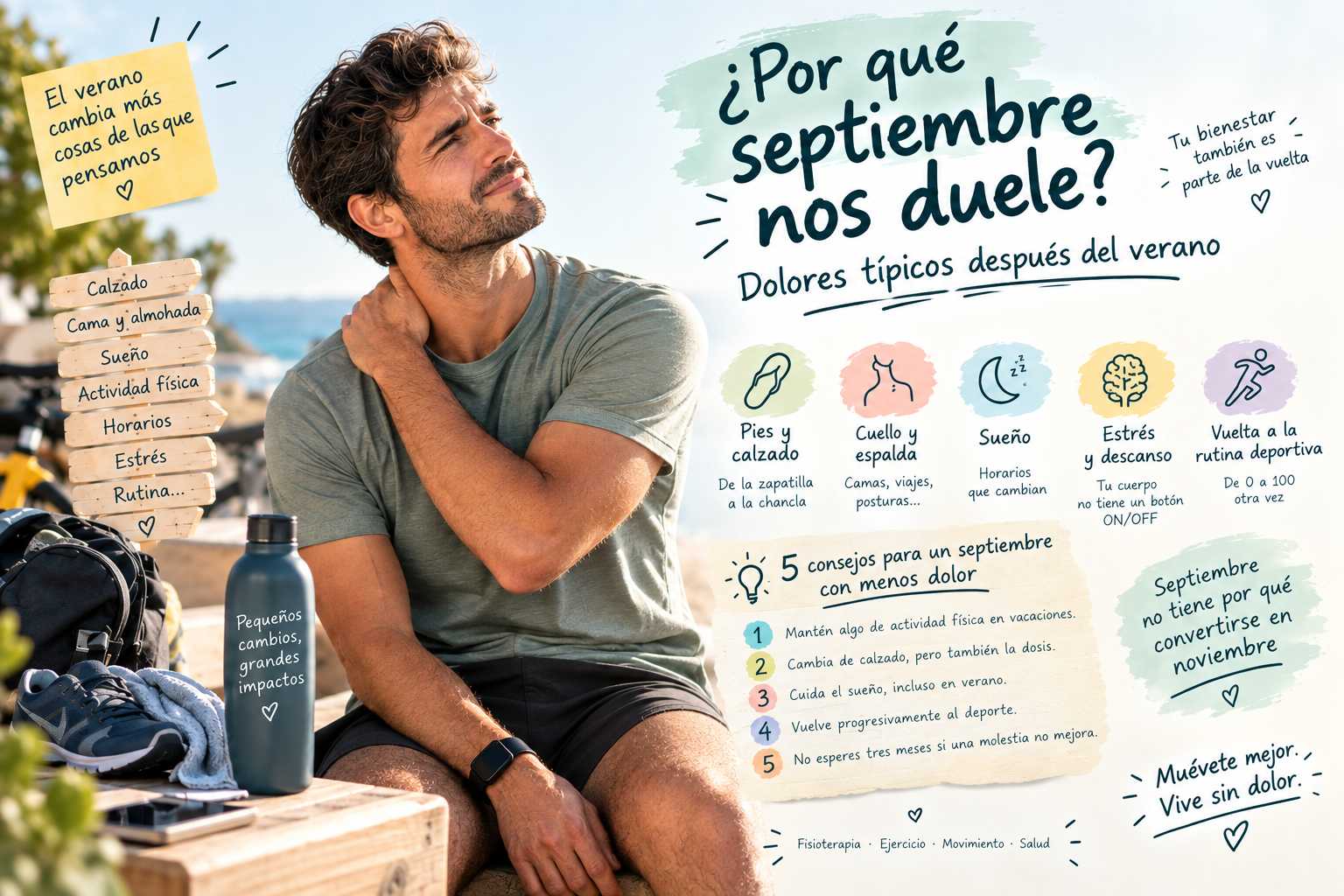 ¿Por qué septiembre nos duele? Dolores típicos después del verano.